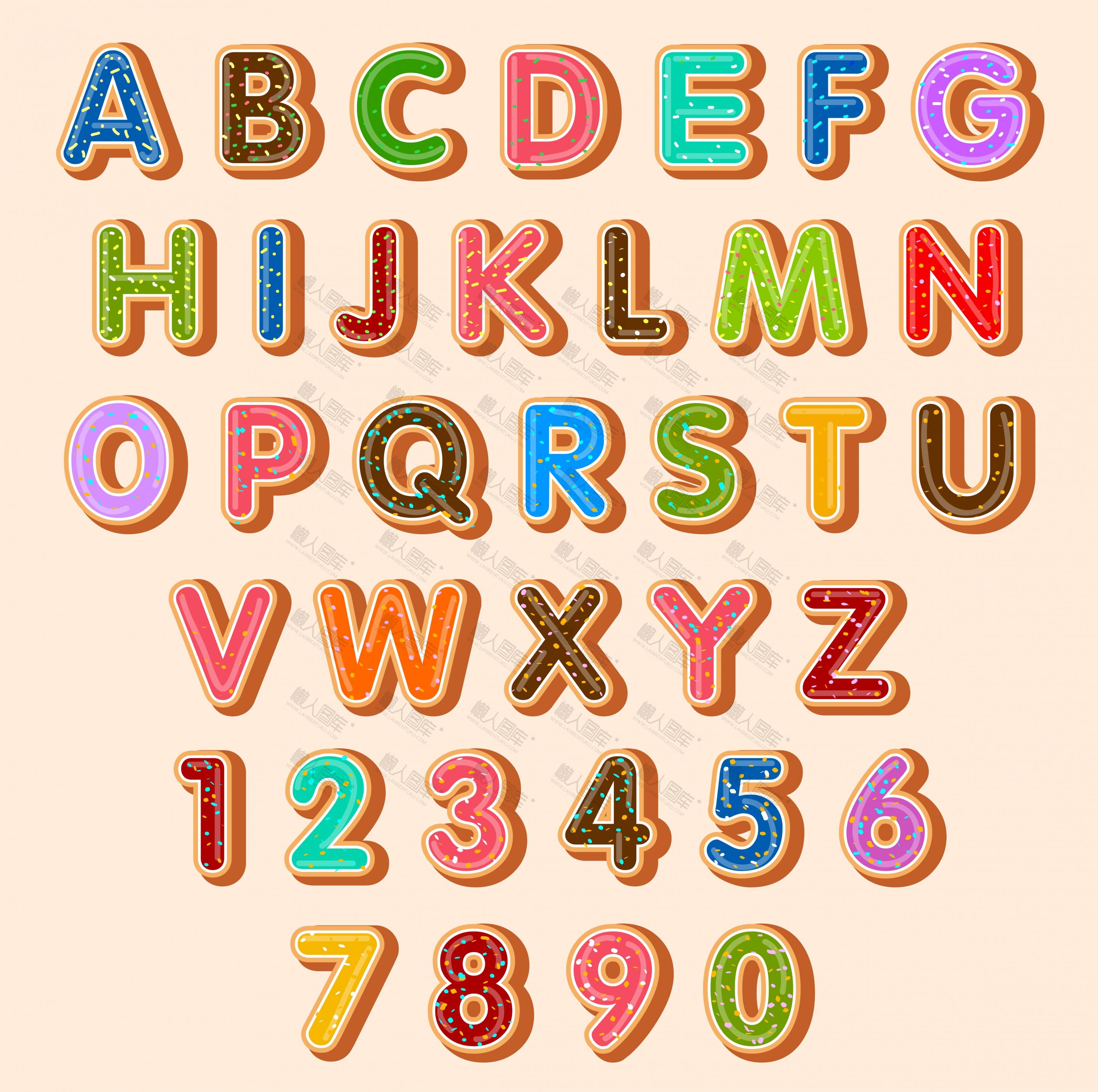 甜甜圈风格英文字母模板