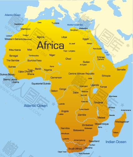 非洲国家分布地图