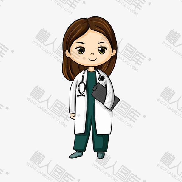 职业女医生卡通人物矢量图-可爱卡通女医生人物免抠