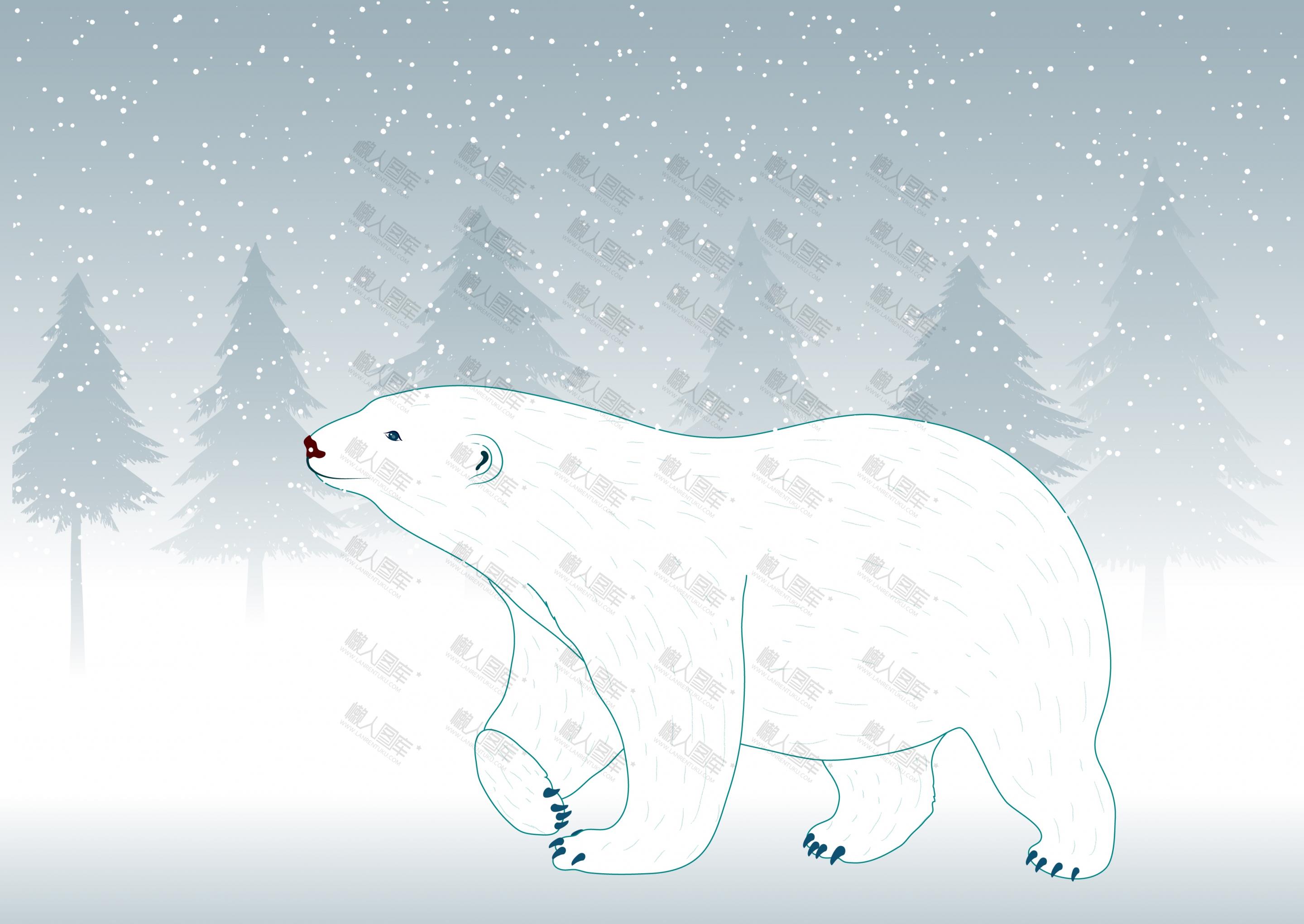 北极熊卡通插画