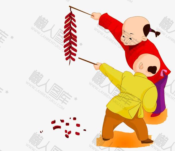古风小孩放鞭炮图片
