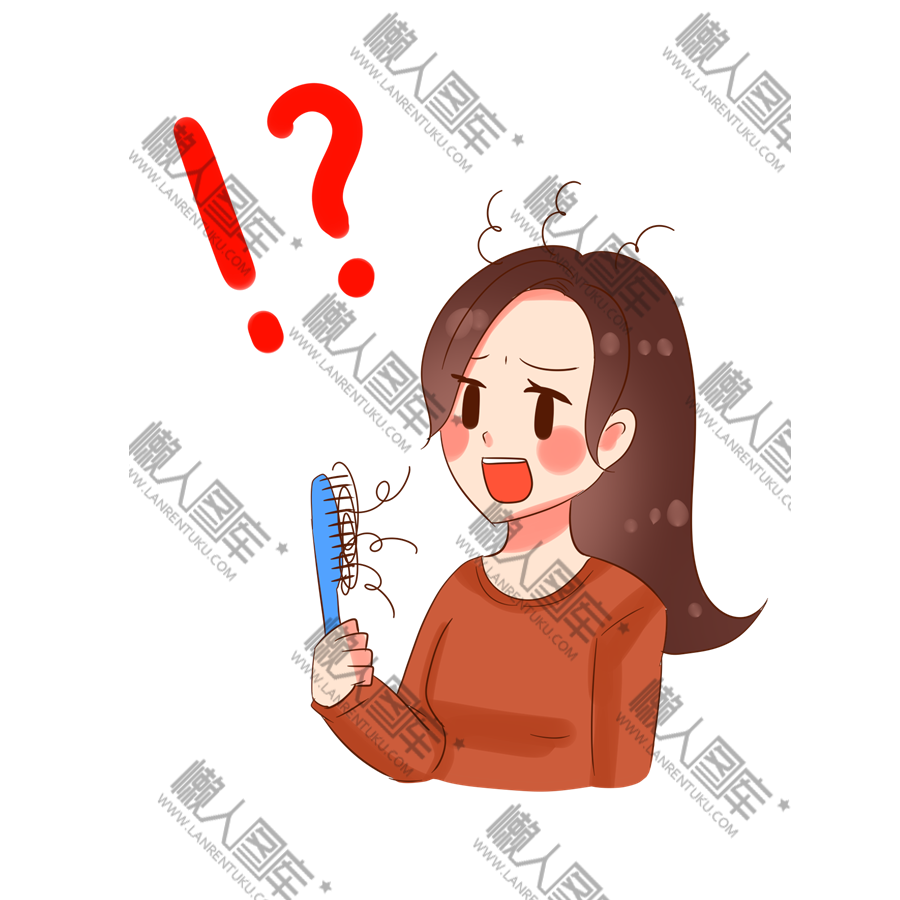 掉发女孩卡通图片-掉发女孩人物插画高清无水印下载_懒人图库