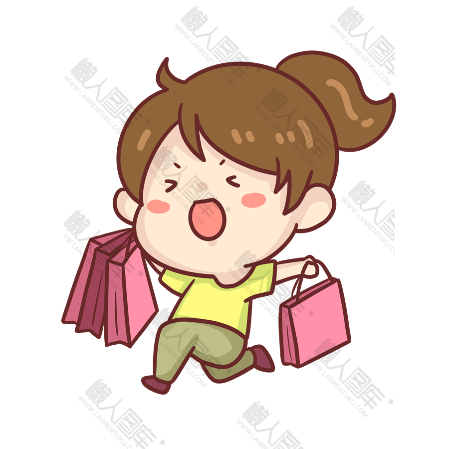 卡通女孩购物图片-可爱卡通女孩购物png素材下载_懒人图库