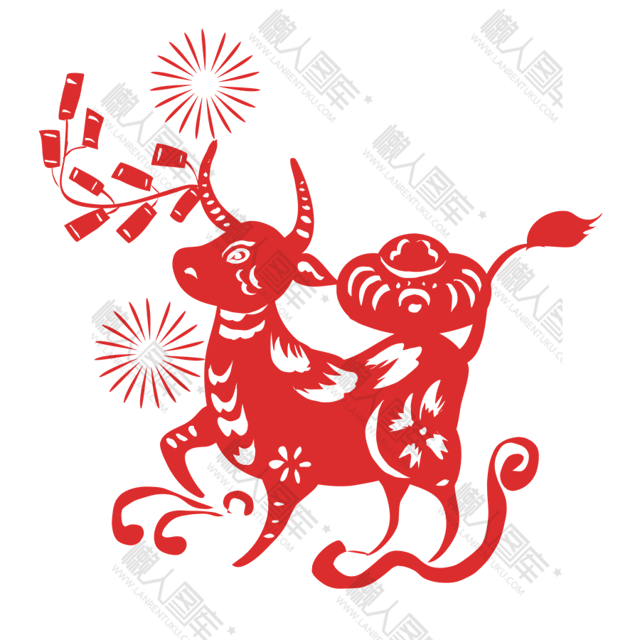 12生肖牛插画矢量图图1