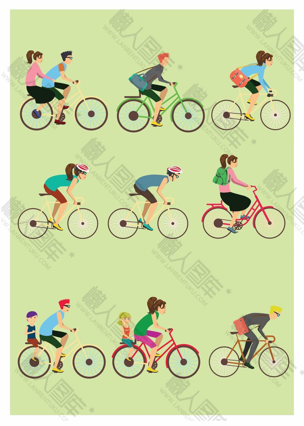 骑自行车矢量图