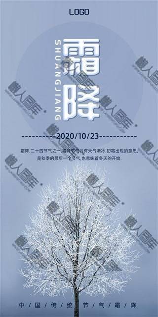 清新简约霜降海报图1