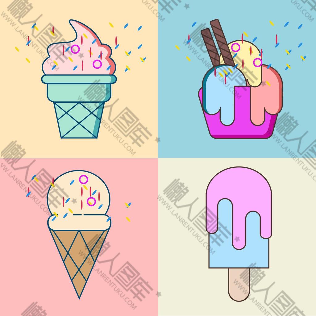 彩色冰淇淋简笔画