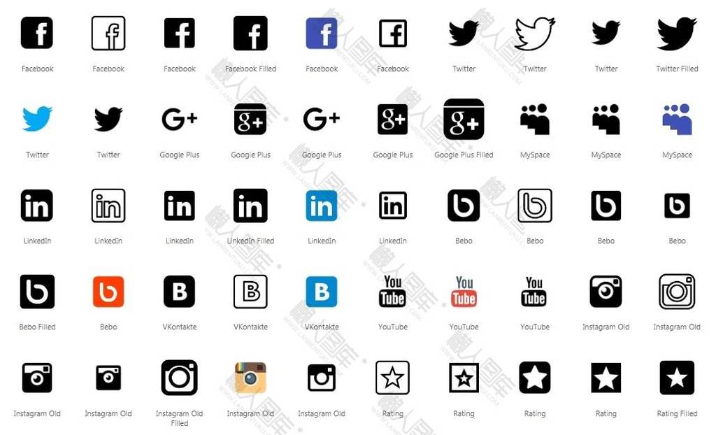 社交媒体软件图标