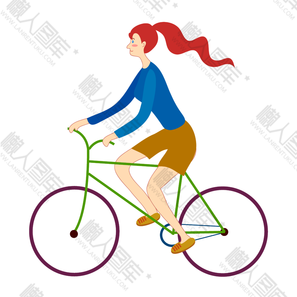 骑自行车女人矢量图