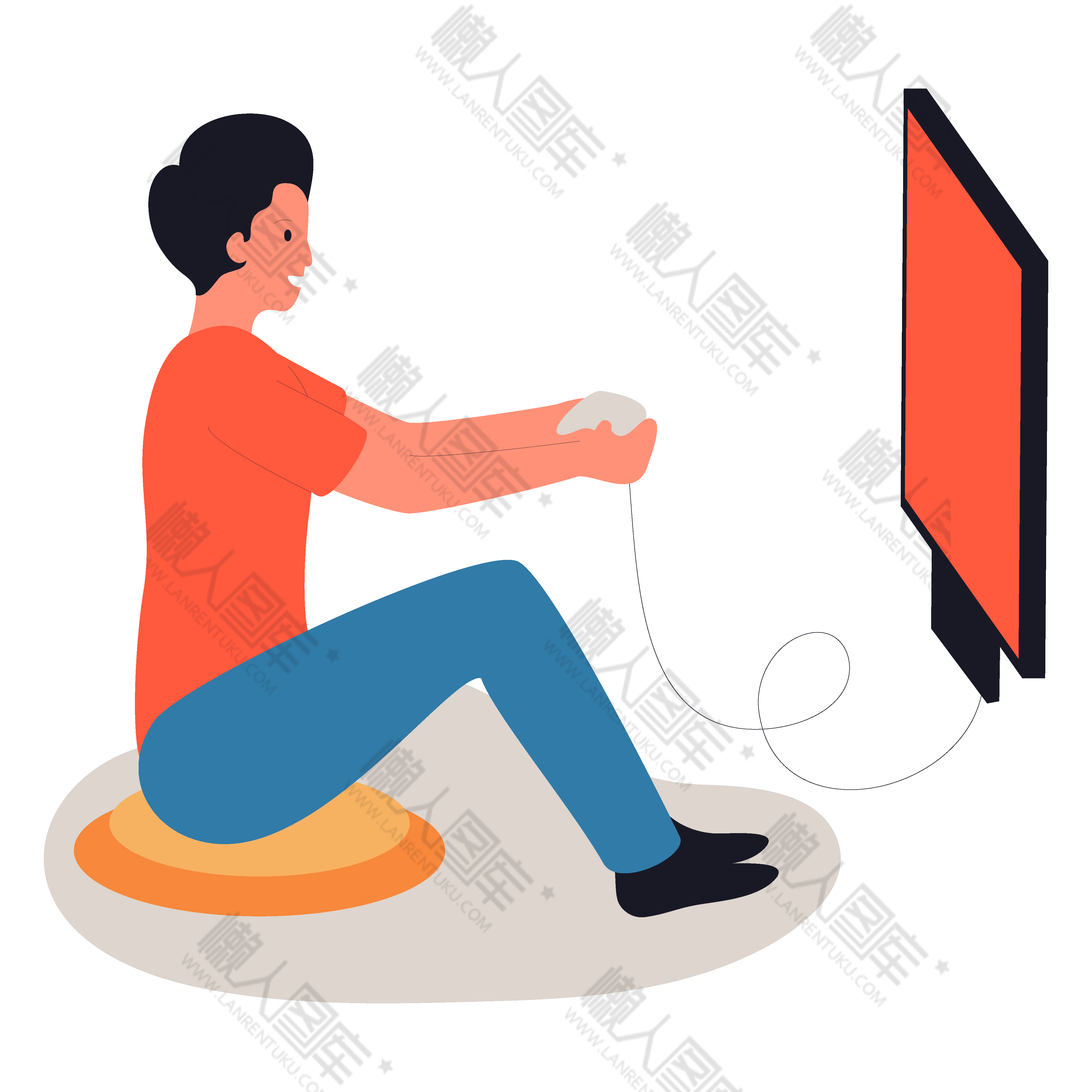 打游戏卡通人物插画图1