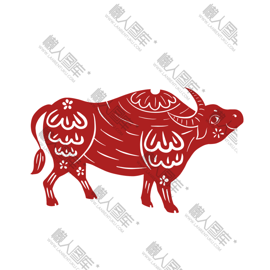 2021牛年剪纸牛插画图1