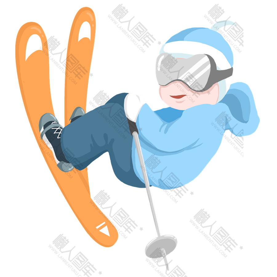 滑雪卡通人物插画图1