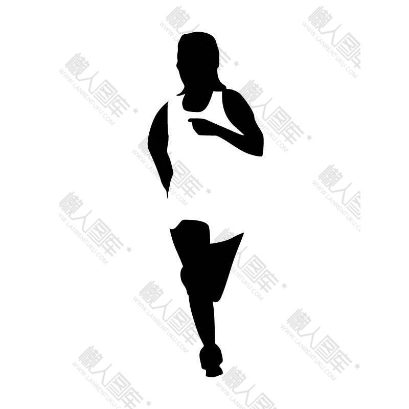 黑白跑步人物剪影图1