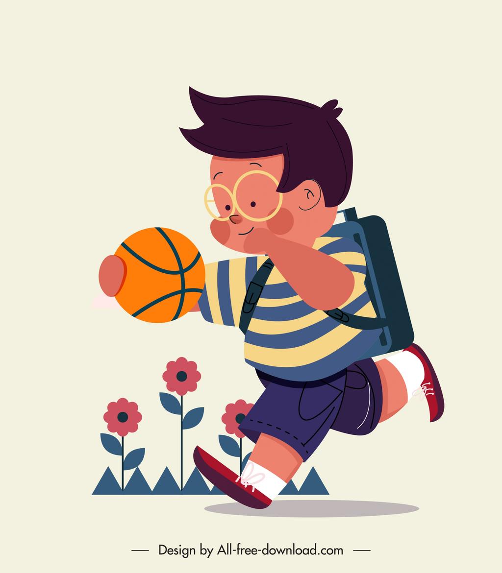 打篮球学生插画