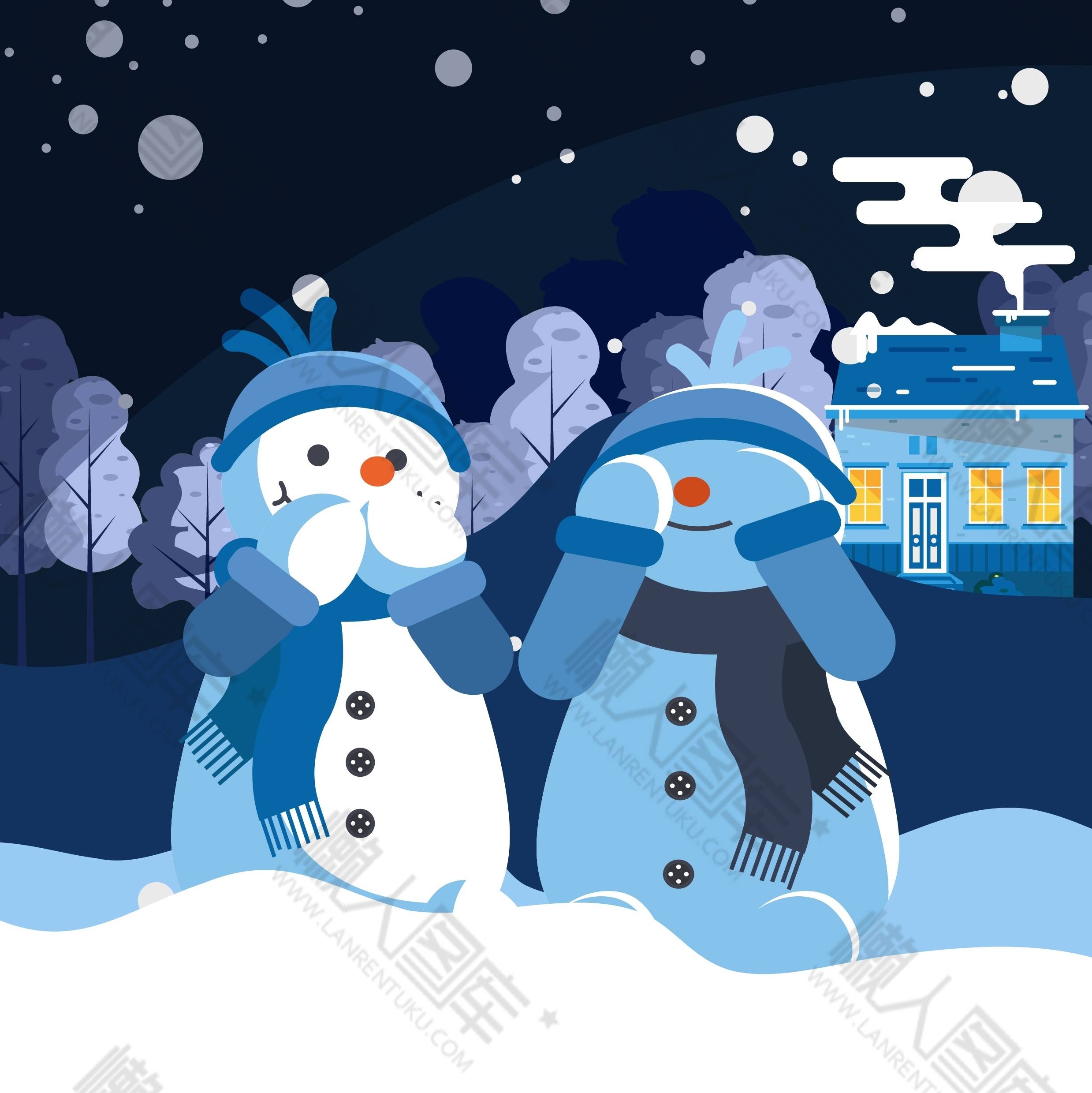 可爱雪人矢量背景图1