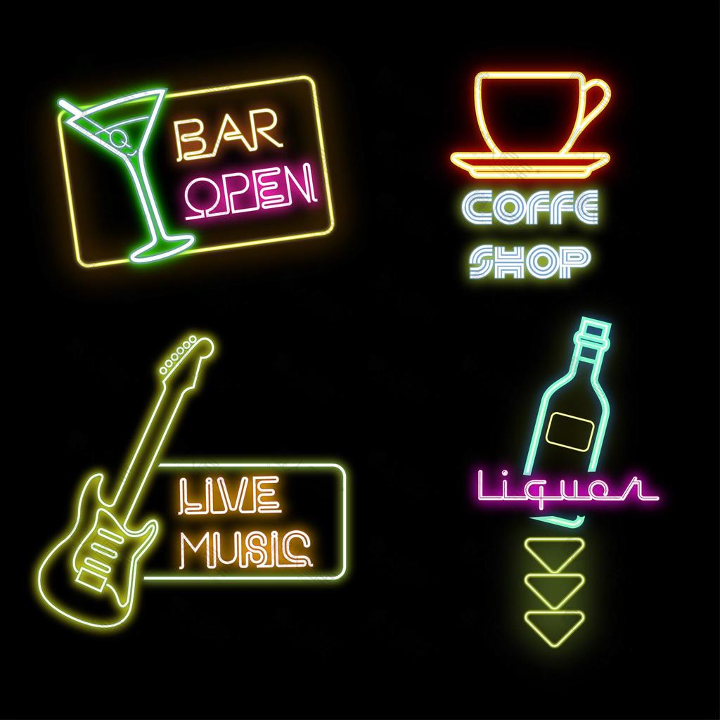 餐厅音乐酒吧霓虹灯logo设计