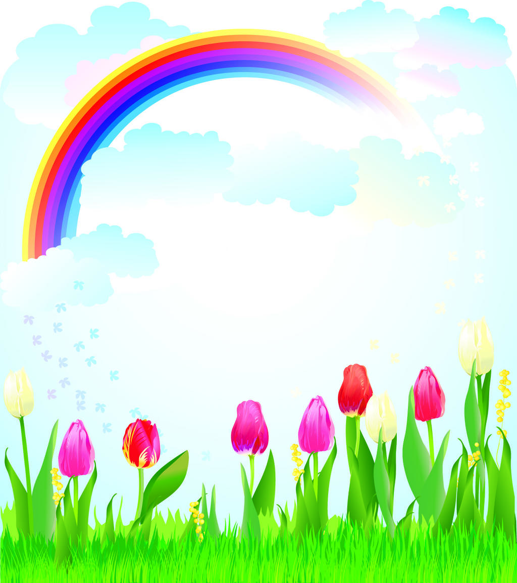 卡通彩虹植物海报背景图