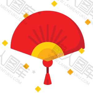 古风红色扇子卡通图片图1