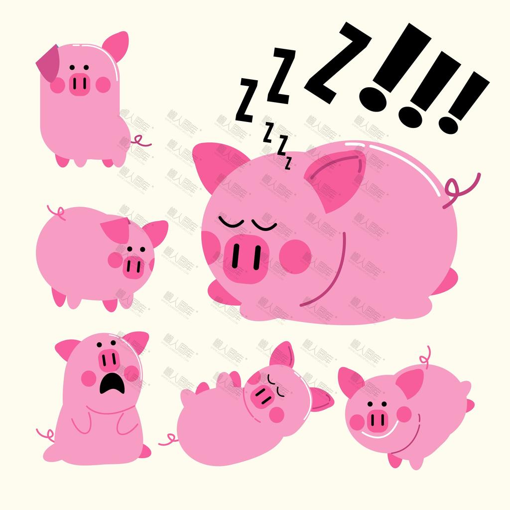 小猪睡觉卡通图片