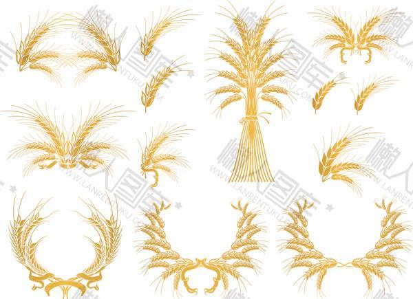 金色麦穗边框装饰素材
