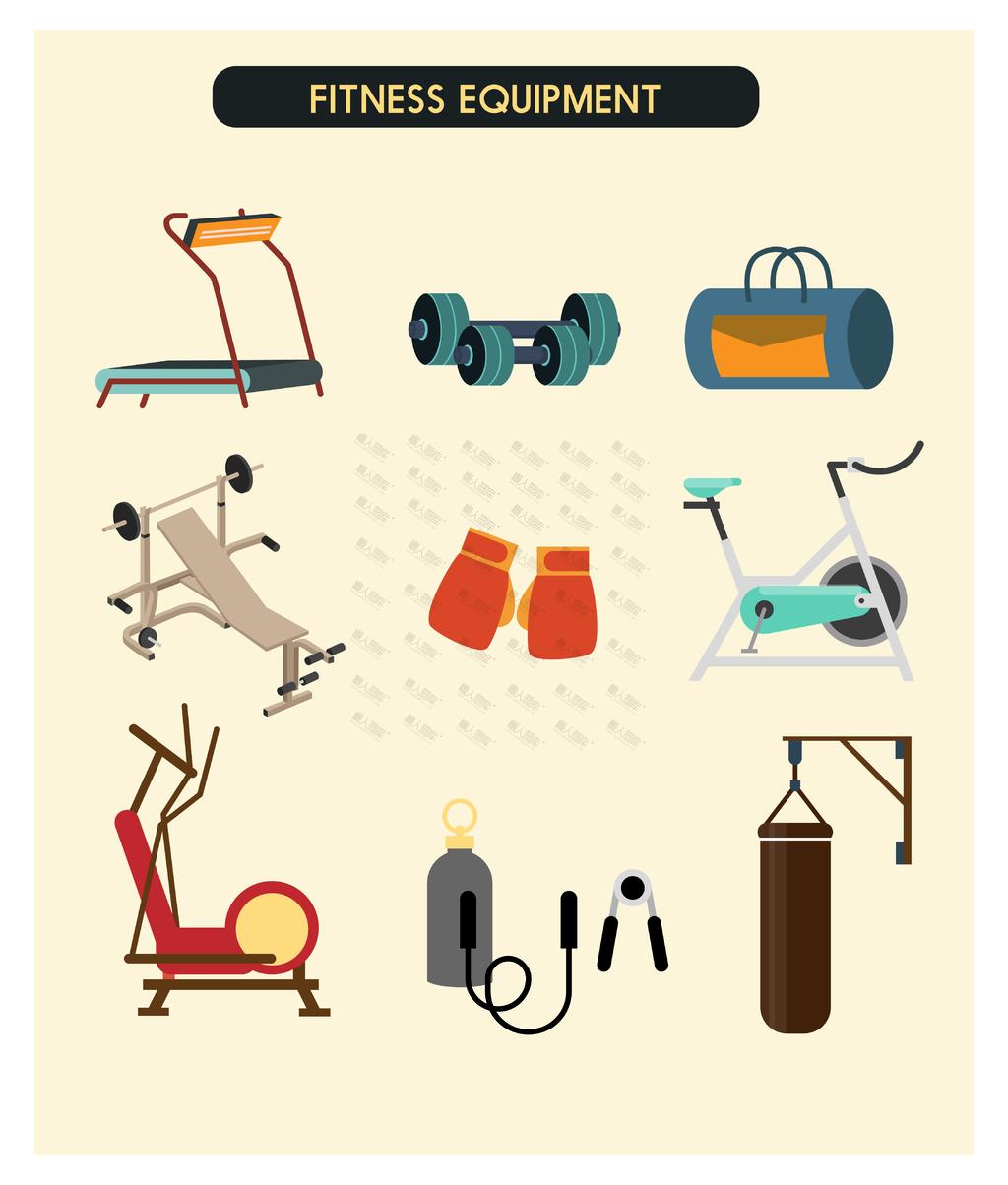 健身房器材卡通图标