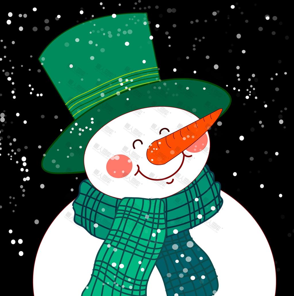 圣诞节可爱雪人手绘插画