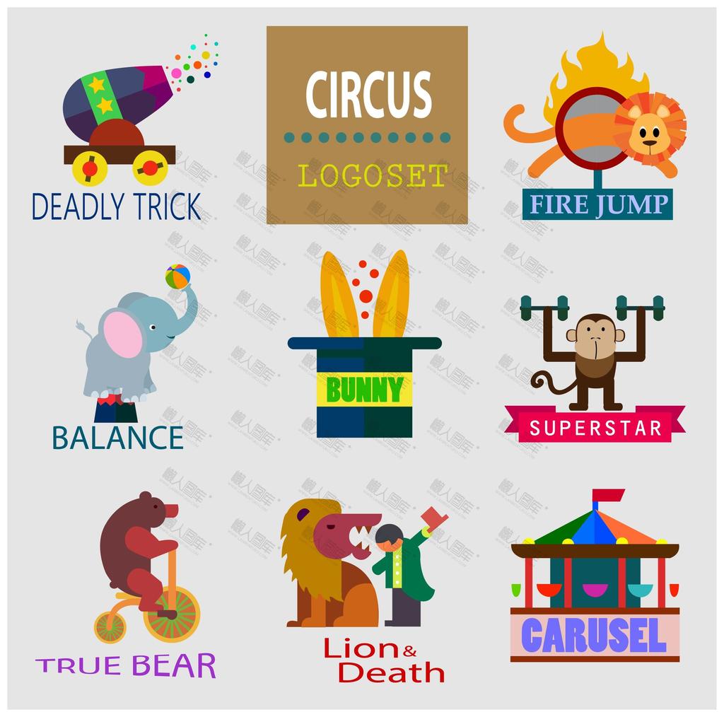 动物马戏团logo图标设计
