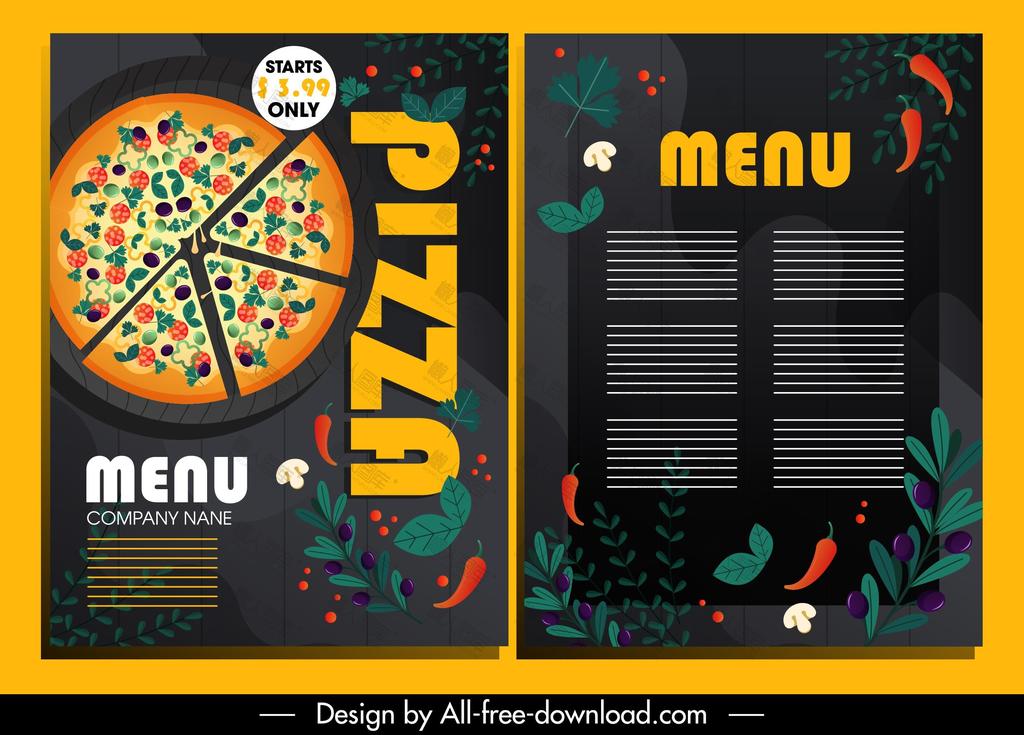 披萨美食菜单排版模板