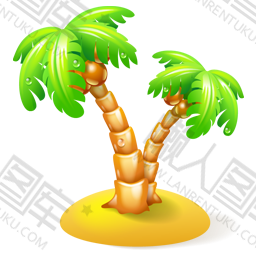 卡通手绘椰子树岛屿