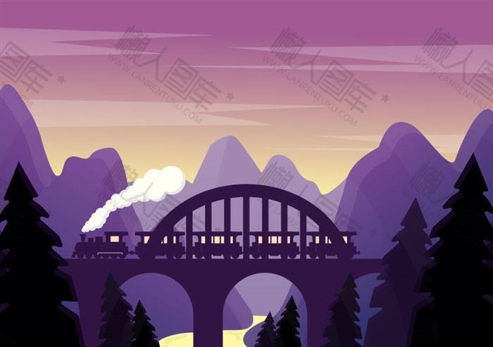 紫色山谷插画