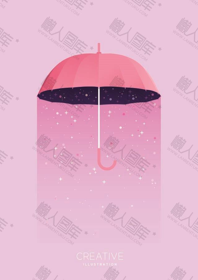 浪漫雨伞粉色背景图免抠