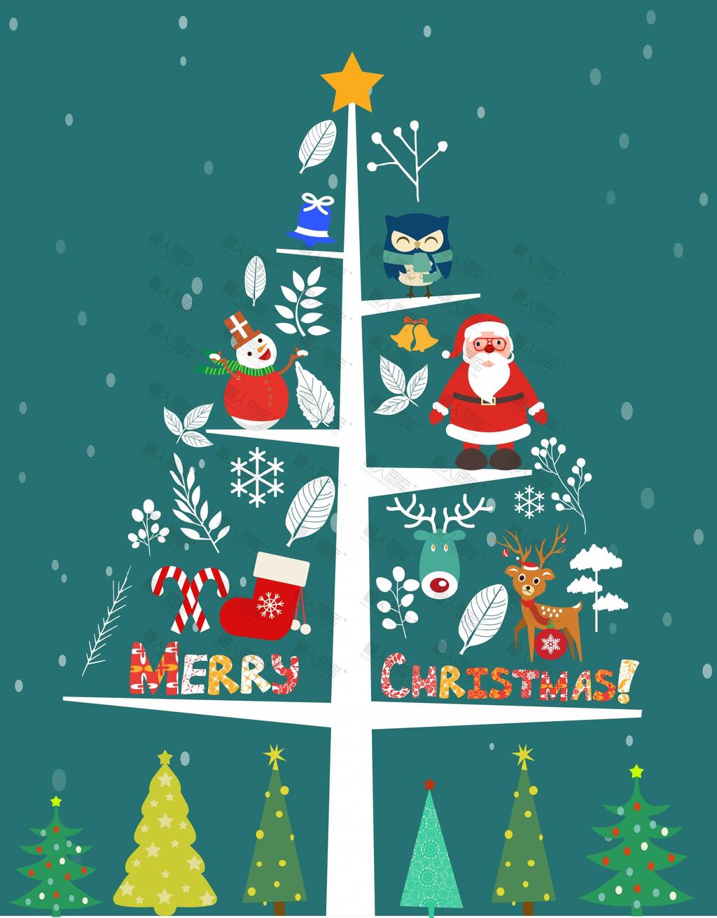 圣诞树创意卡通背景图片