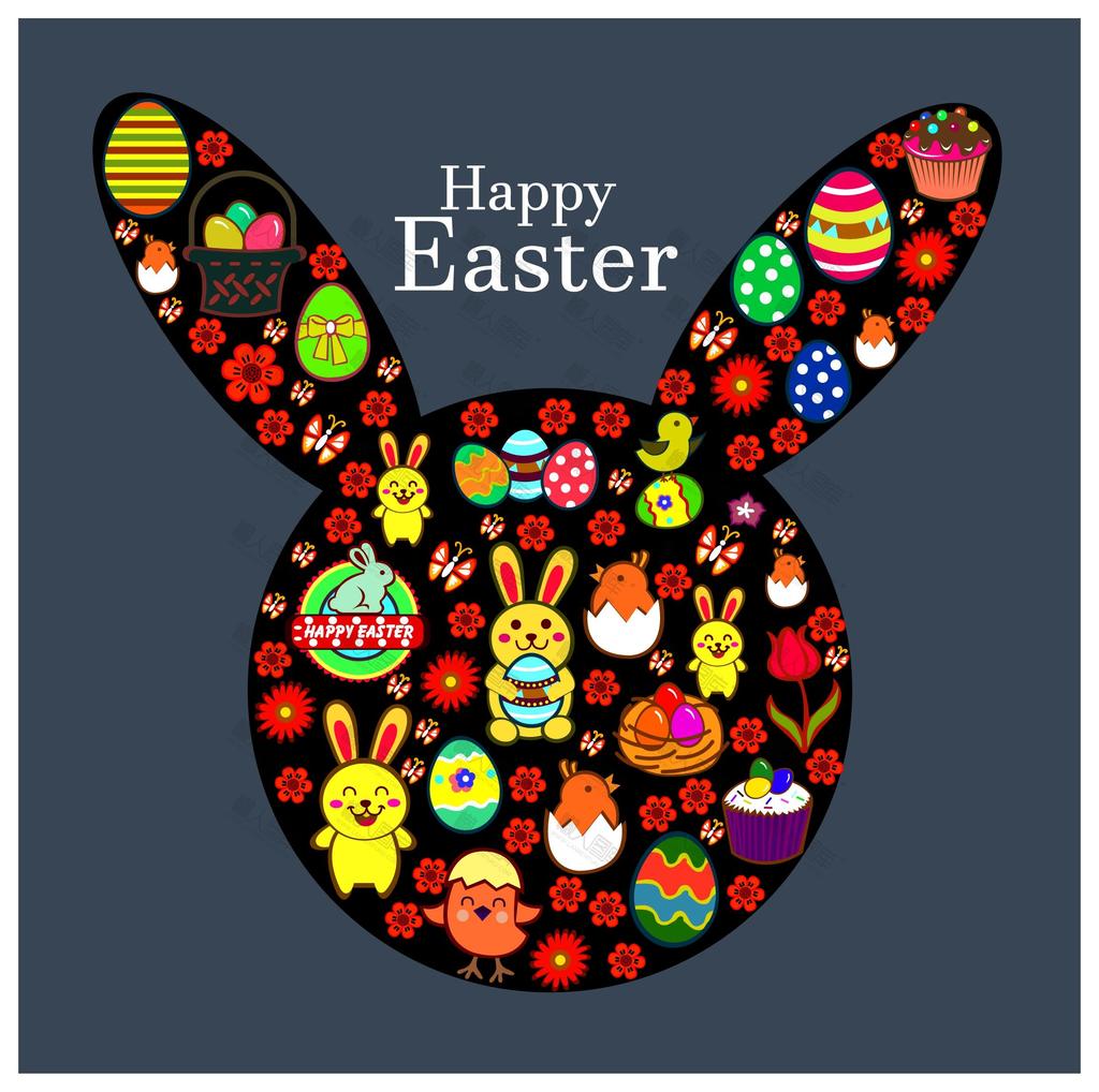 复活节快乐兔子装饰图案