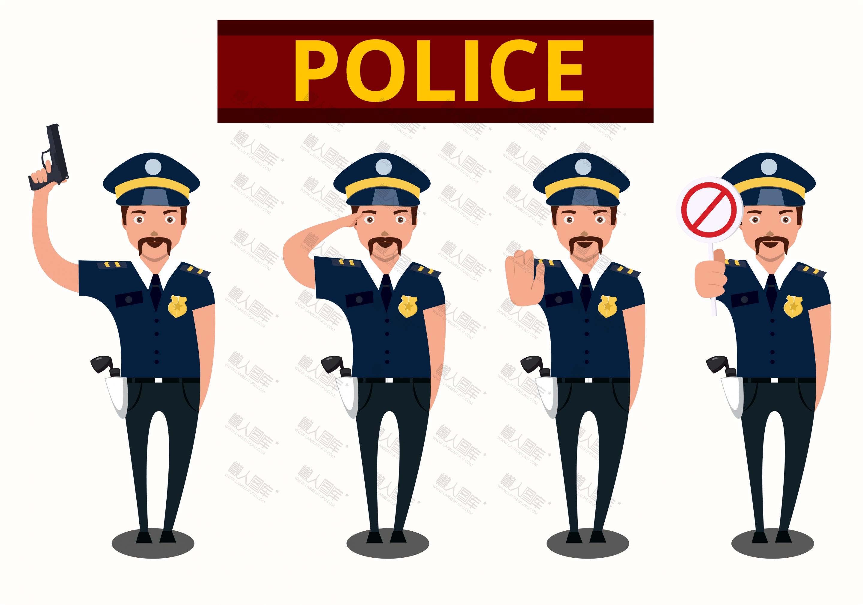 卡通警察人物矢量插画