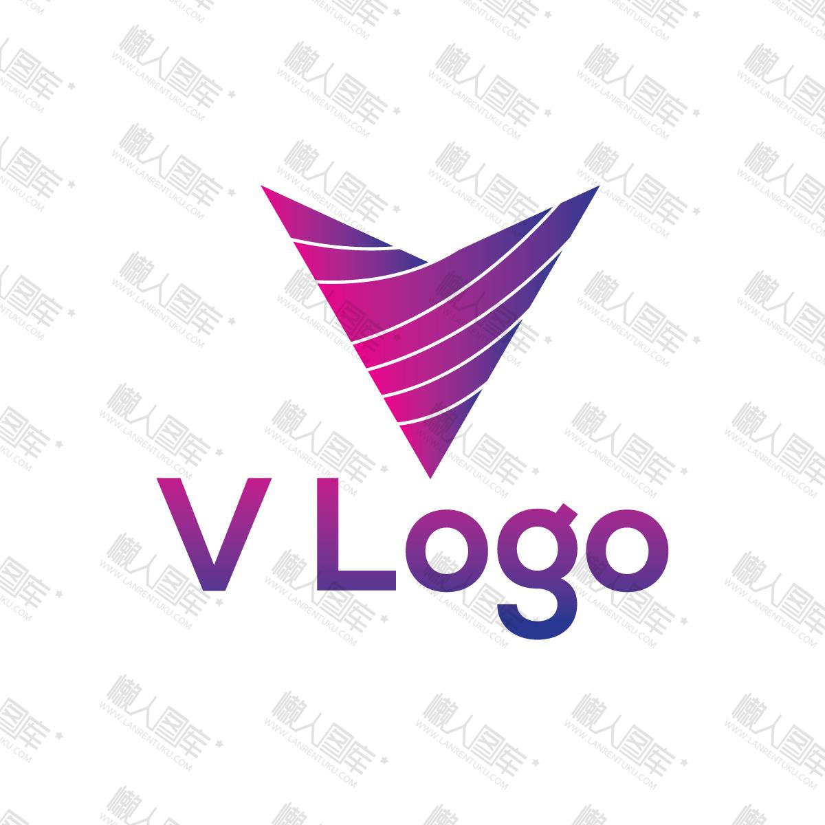 紫色Vlogo简约图标logo标志