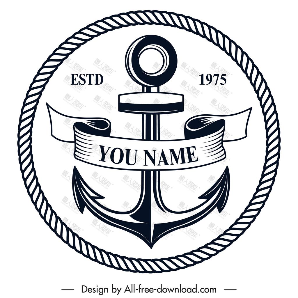 船锚手绘logo标志