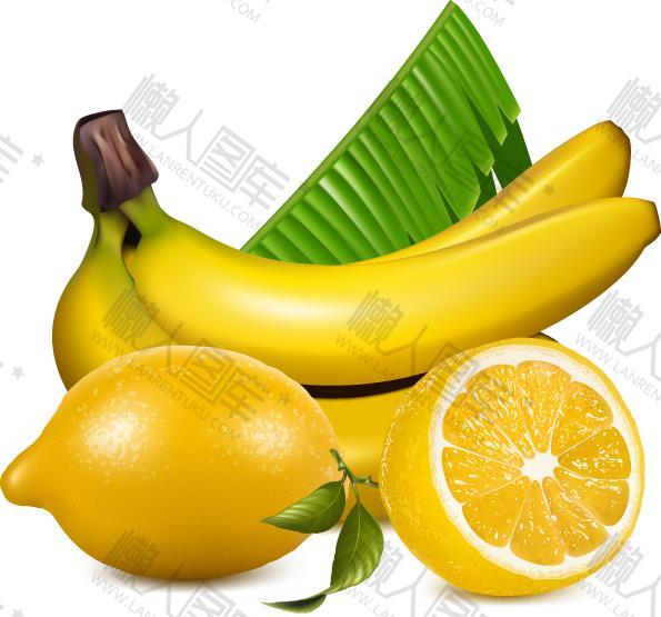 香蕉柠檬水果摄影图片