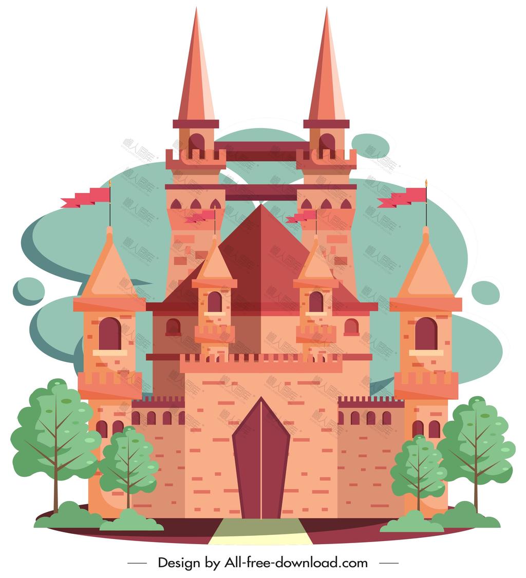 城堡插画手绘