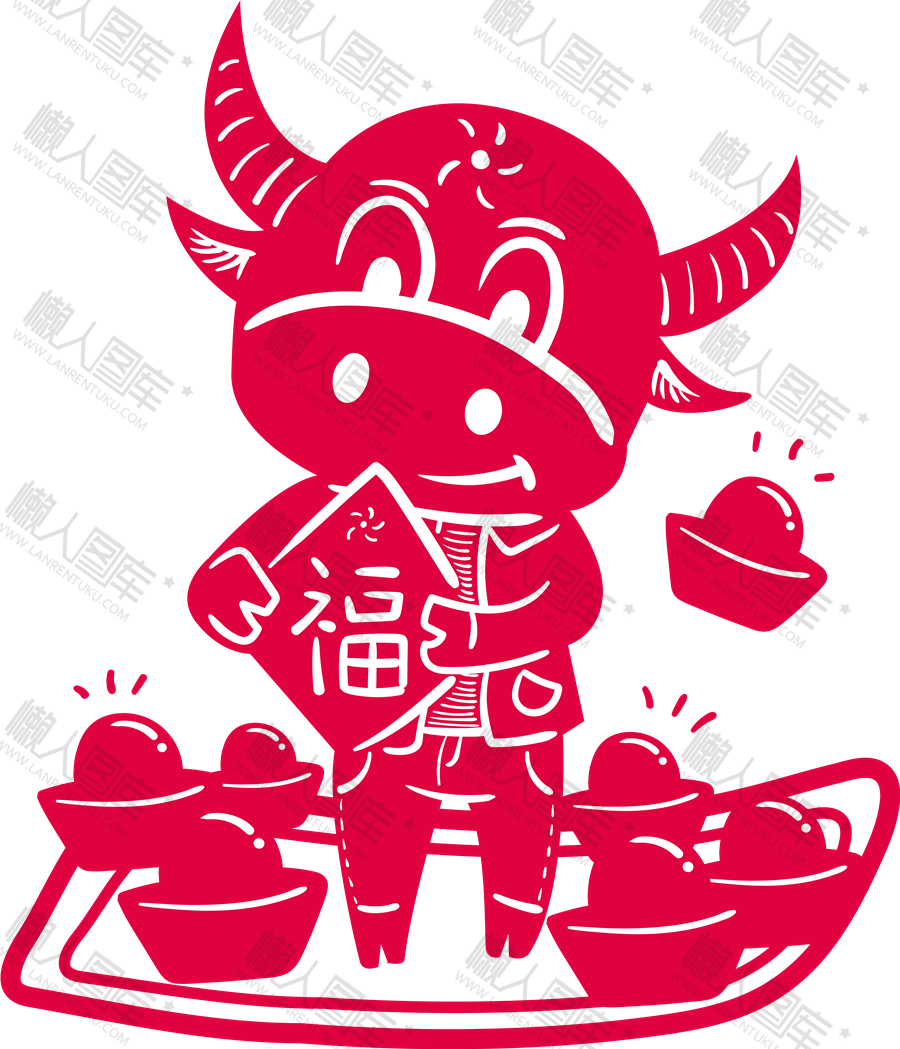 小牛剪纸图片图1