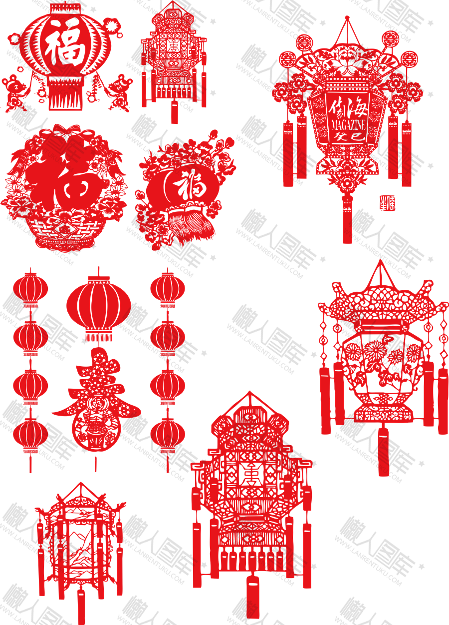红色喜庆春节灯笼剪纸图1