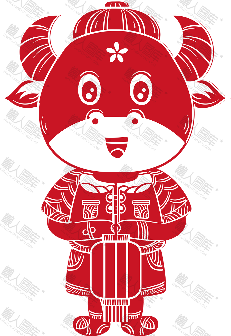 卡通小牛剪纸图1