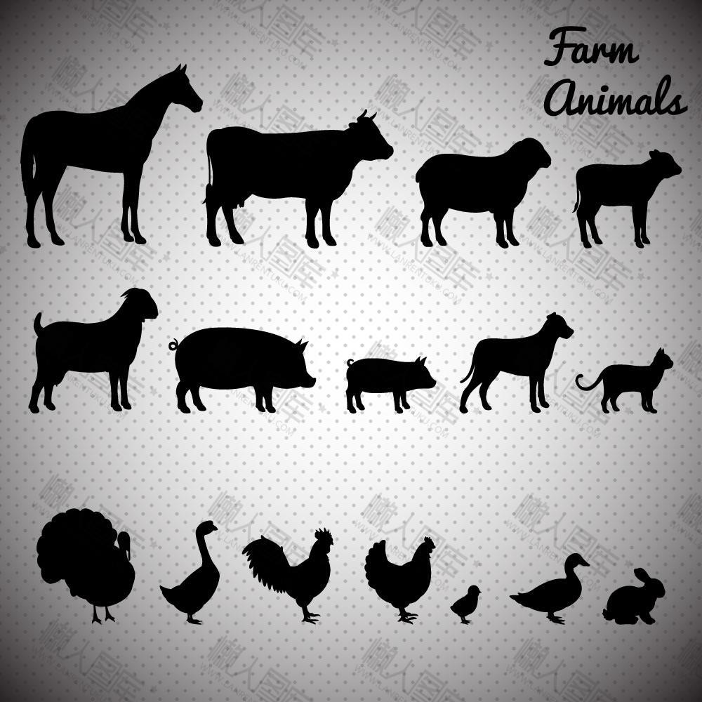 农场动物剪影
