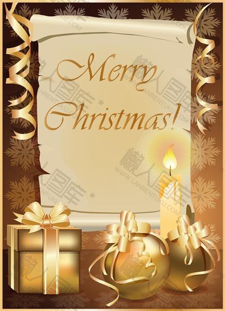 金色圣诞卡片背景图片