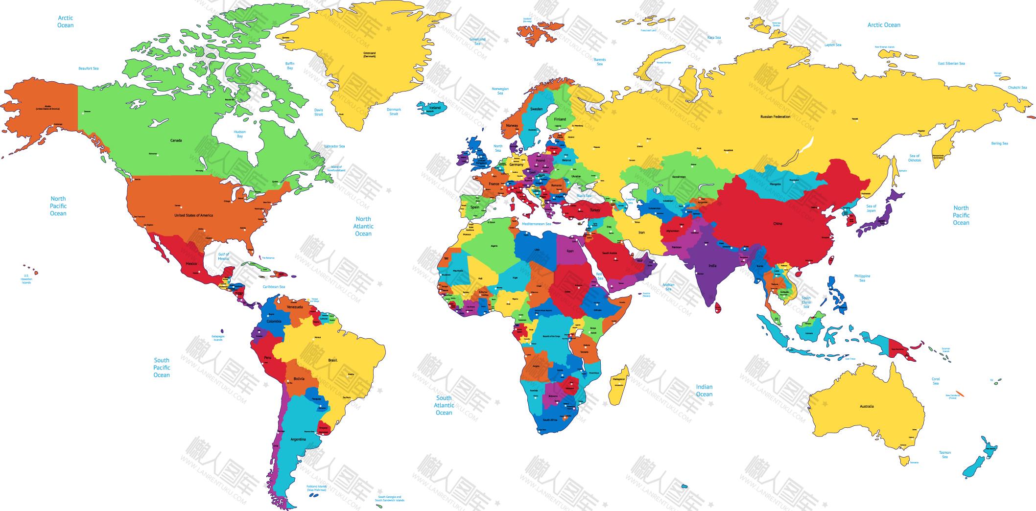 彩绘版世界国家地区分布图 年世界国家地区分布图完整版高清下载 懒人图库