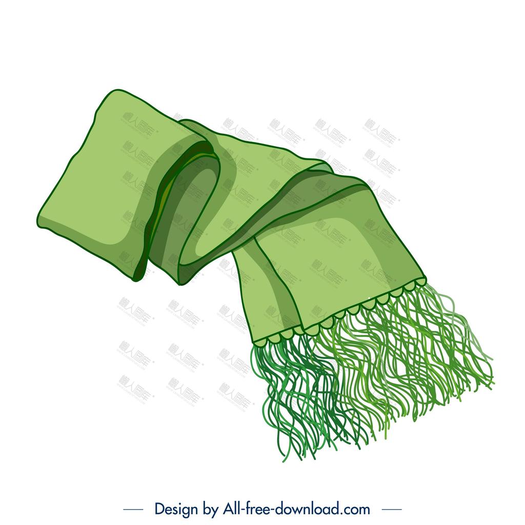 绿色围巾插画