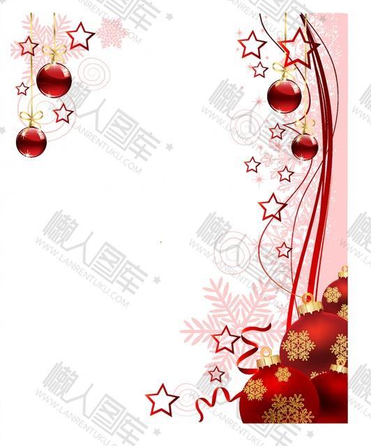 圣诞节红色玻璃球边框装饰图片