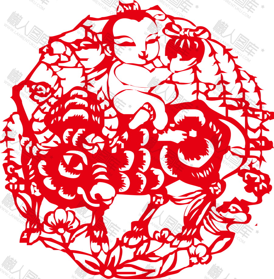 牛年剪纸娃娃图1