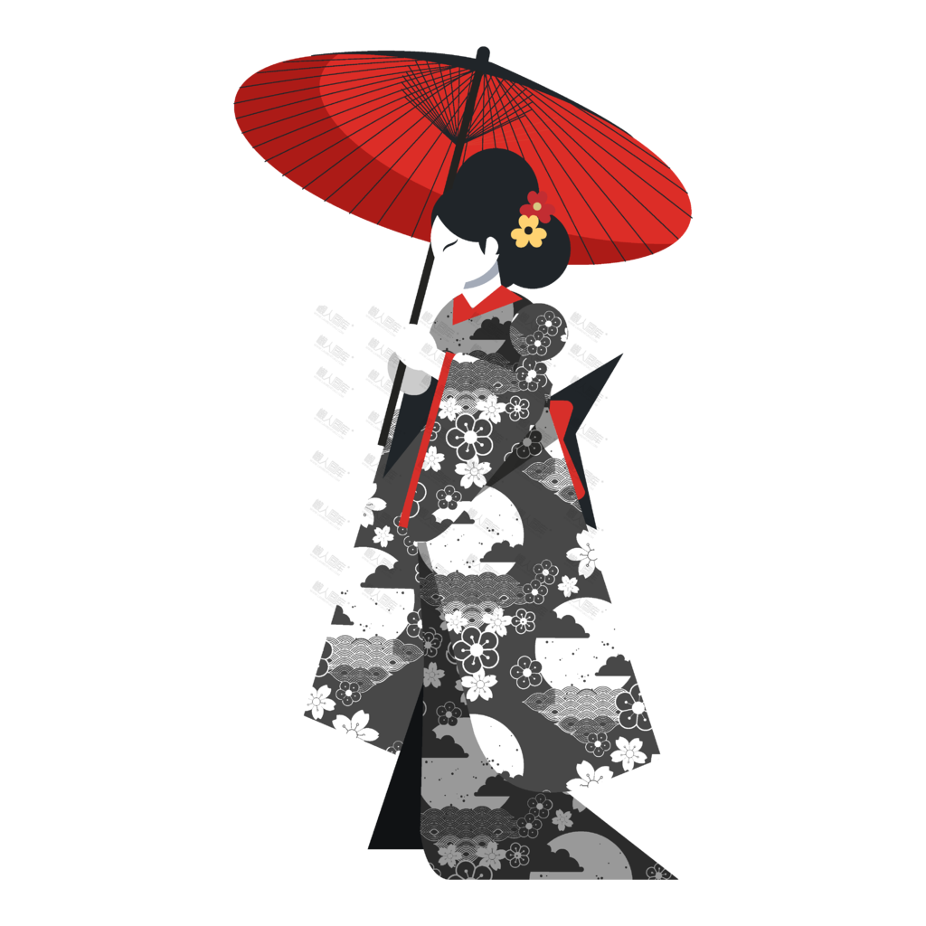 撑纸伞的日本艺妓