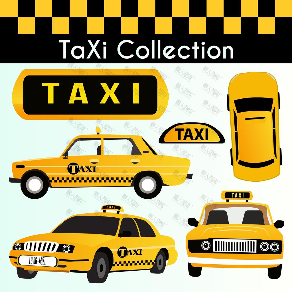 黄色出租车元素图
