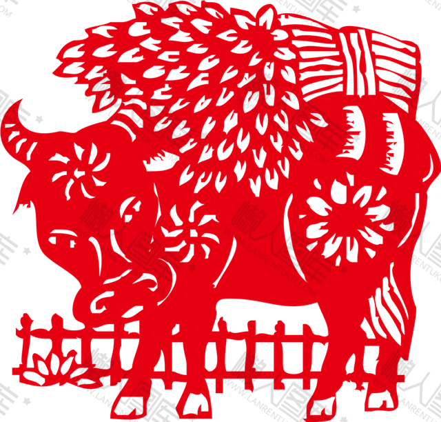 2021红色牛年剪纸图片图1